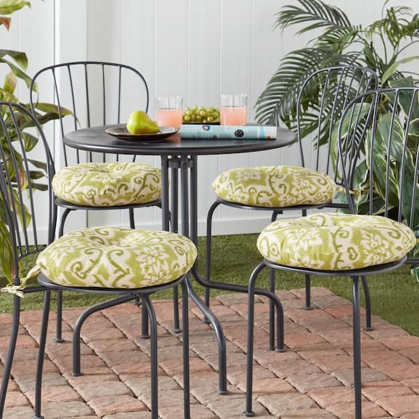 Greendale Home Fashions Sham Green Ikat 15 In Round Outdoor Seat Cushion 4 Pack, Round Outdoor Couch Cushions