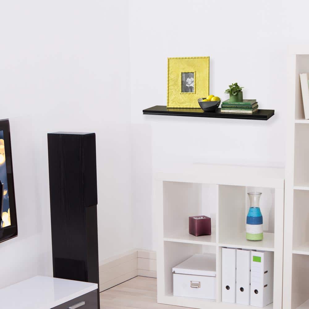 Warwick 18" Black MDF Floating Wall Shelf