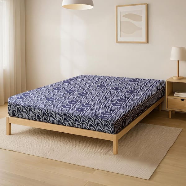 BOZTIY Extra Thick Padded Japanese Floor Mattress Printed Futon Mattress with Zipper Washable Cover for Camping, Queen Size