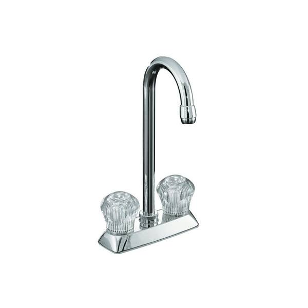 KOHLER Coralais 2-Handle Bar Faucet in Polished Chrome with Sculptured Acrylic Handles