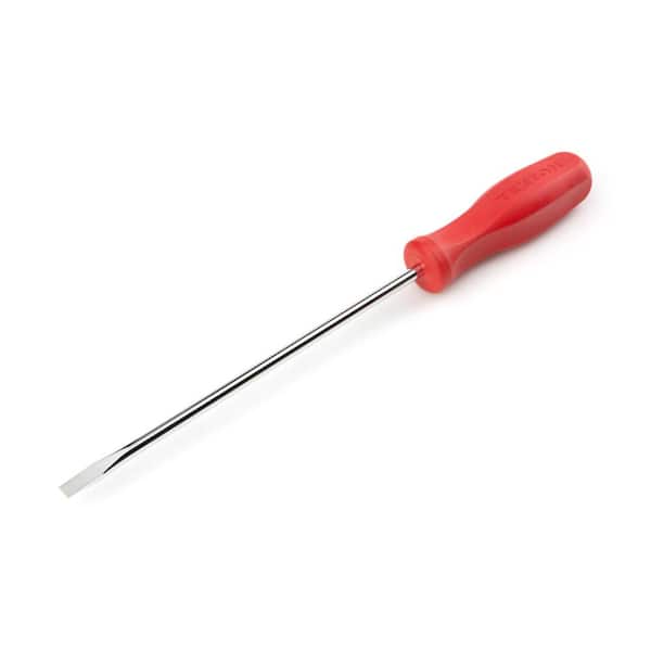 TEKTON Long 1/4 Inch Slotted Hard-Handle Screwdriver (Chrome Blade)
