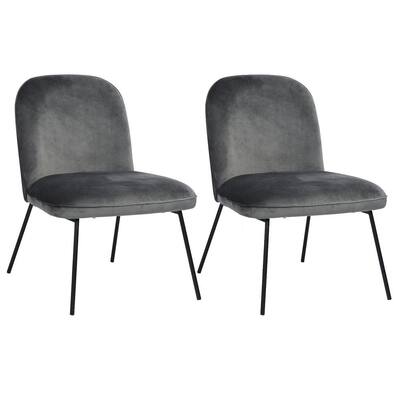 Julia Side Chairs Light Gray Velvet Upholstered Dining Chairs, Set of 2