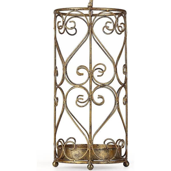 Antique Gold Series Metal Umbrella Stand with Cast Iron Bird