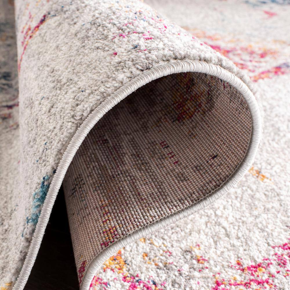 Gray and Fuchsia Synthetic Flat Woven 6' x 9' Area Rug