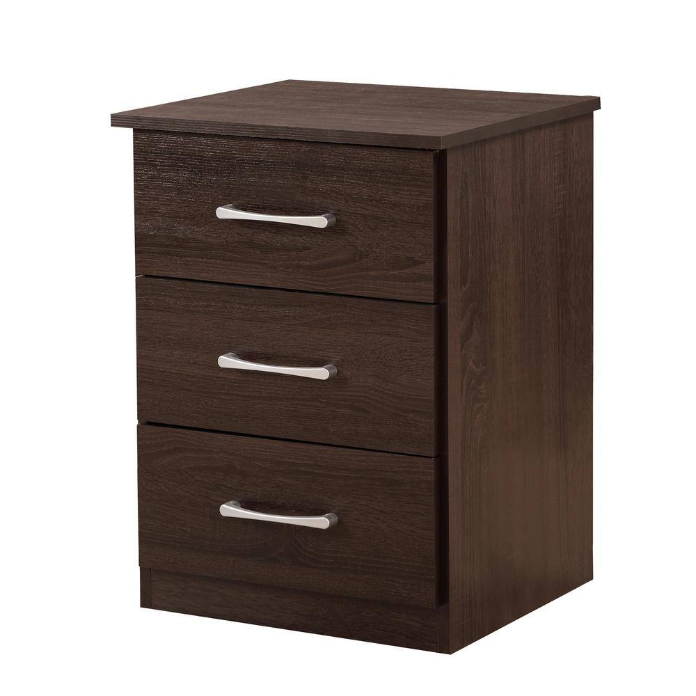 Boston 3-Drawer Wenge Compact Nightstand