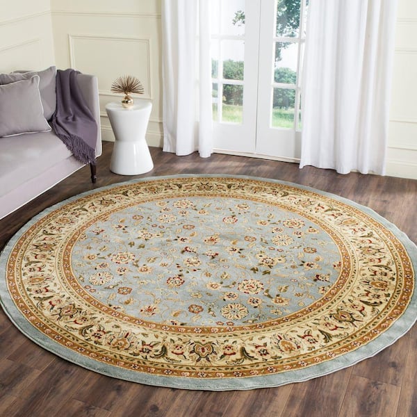 Lyndhurst Light Blue/Ivory 10 ft. x 10 ft. Round Border Area Rug