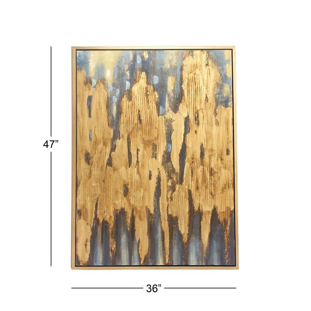36" x 47" Gold Leaf Embellished Abstract Canvas Wall Art