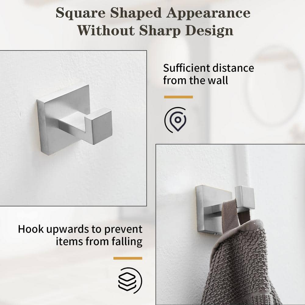 Brushed Nickel 5-Piece Bathroom Hardware Set with Towel Bar