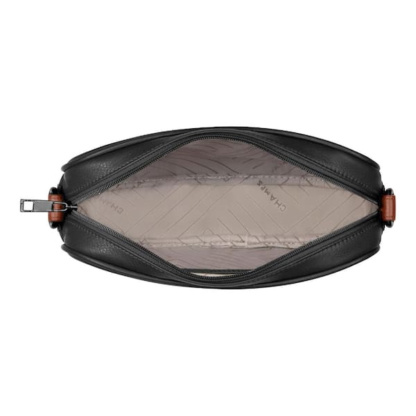 CHAMPS Onyx Collection 10 in., Black Leather Camera Bag Backpack