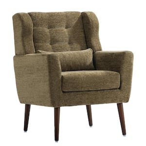 28.74 in. W x 24.21 in. D x 37.6 in. H Avocado Green Wood Linen Cabinet with Upholstered Reading Chair