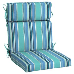 21.5 in. x 20 in. Sunbrella One Piece High Back Outdoor Dining Chair Cushion in Dolce Oasis