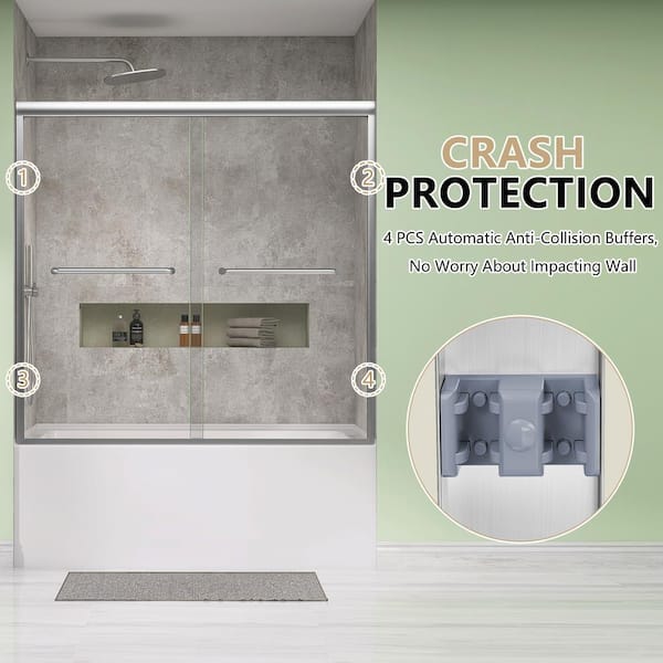 Zeafive 56 to 60 in. W x 58 in. H Double Sliding Tub Door in