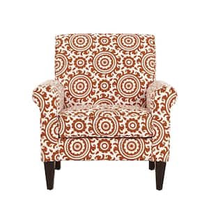 Jean Orange and Cream Medallion Arm Chair