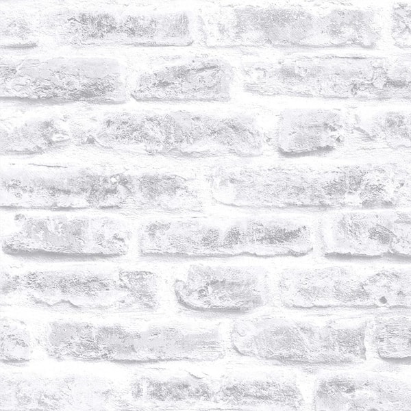 Unbranded Industrial Brick Grey and White Vinyl Removable Peel and Stick Wallpaper