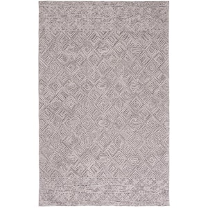 Textual Brown 4 ft. x 6 ft. Abstract Border Area Rug