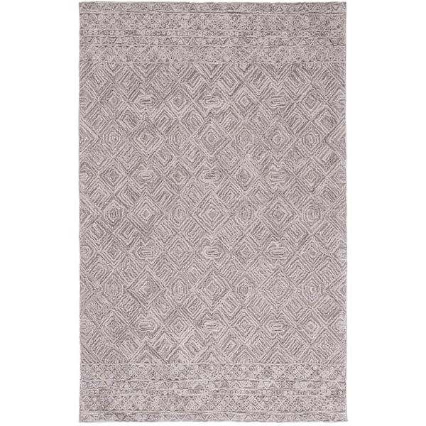SAFAVIEH Textual Brown 5 ft. x 8 ft. Abstract Border Area Rug
