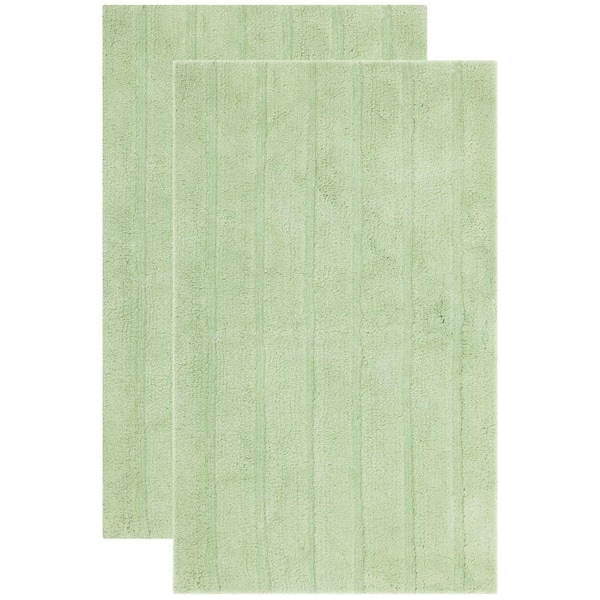 SAFAVIEH Plush Master Bath Light Green Doormat 2 ft. 3 in. x 3 ft. 9 in. 2-Piece Rug Set