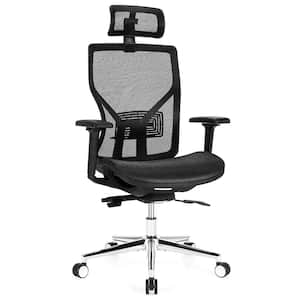 Black Plastic Ergonomic Office Chair High-Back Mesh Chair with Adjustable Lumbar Support