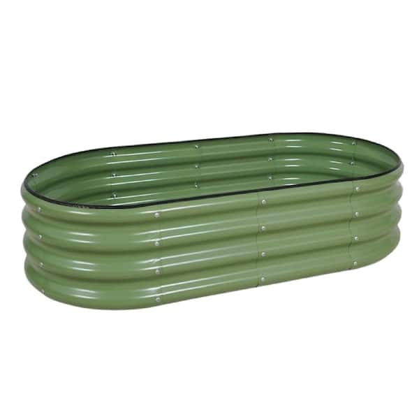Galvanized Metal Raised Garden Bed Kit 48 in. L x 24 in. W x 12 in. H Safe Edge Rust-Proof Green Planter Box