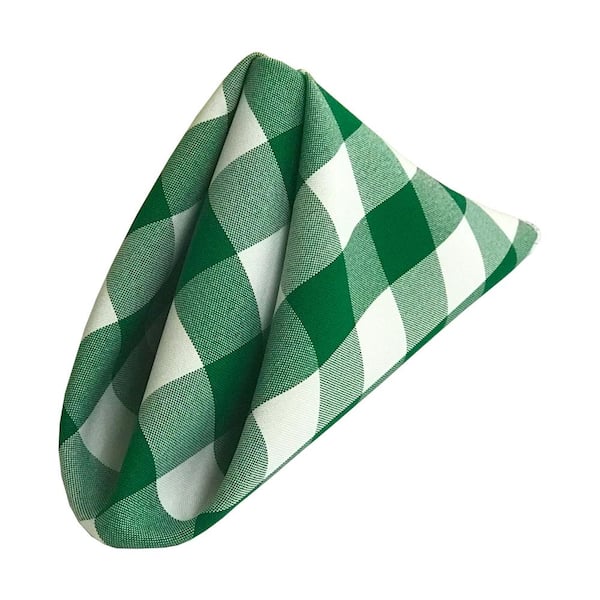 LA Linen 18 in. x 18 in. White and Hunter Green Gingham Checkered Napkins (10-Pack)
