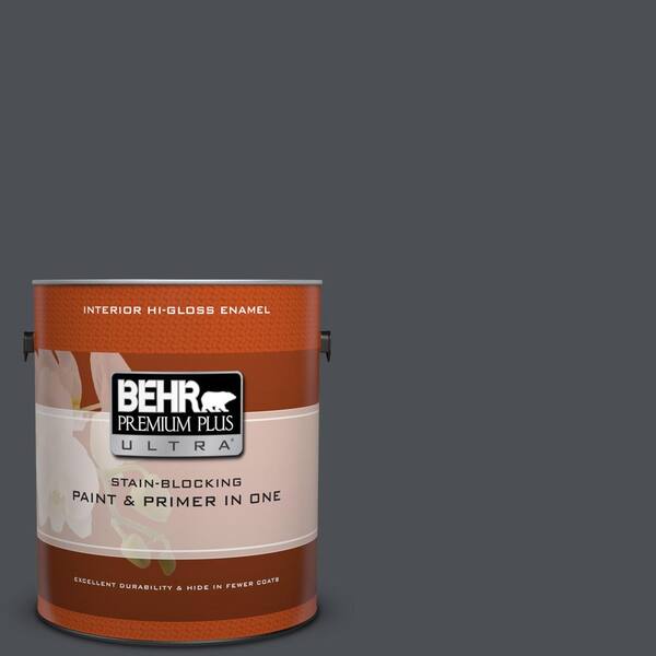 BEHR Premium Plus Ultra 1 gal. Home Decorators Collection #HDC-WR15-4 Lump of Coal Hi-Gloss Enamel Interior Paint & Primer