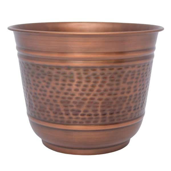Unbranded 14 in. Antique Copper Large Round Metal Planter