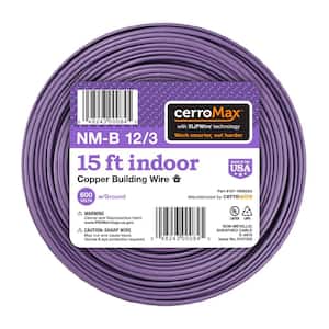 15 ft. 12/3 Purple Solid CerroMax SLiPWire Copper NM-B Wire