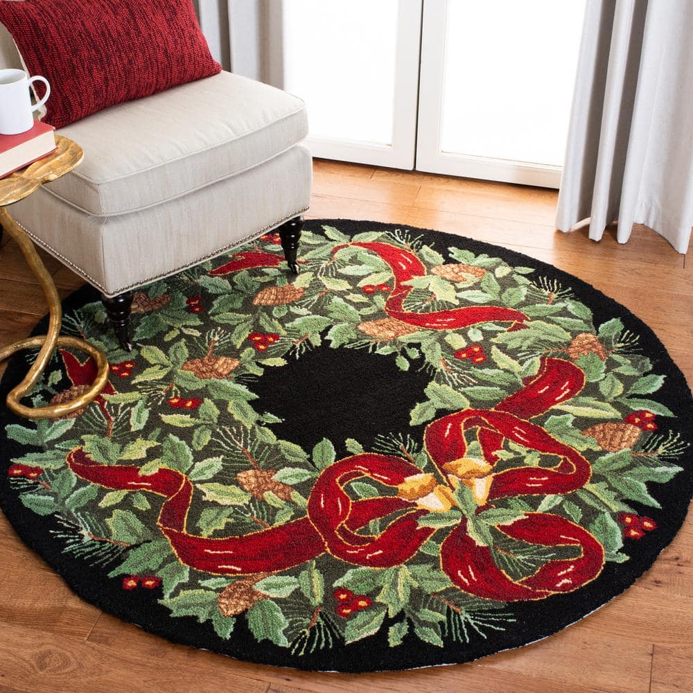 Vintage Posters 4 ft. x 4 ft. Black/Green Floral Round Rug price history on PriceWatchPro
