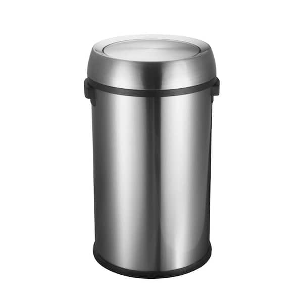17 Gal. Heavy-Gauge Stainless Steel Round Commercial Vented Trash Can with Swival Swing Lid