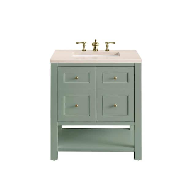James Martin Vanities Breckenridge 30 in. W x 23.5 in. D x 34.2 in. H Bathroom Vanity in Smokey Celadon with Eternal Marfil Quartz Top