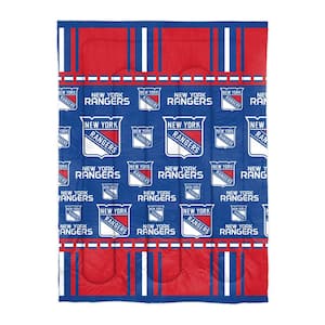 4-Piece Multi Colored New York Rangers Rotary Twin Size Polyester Bed in a Bag Set