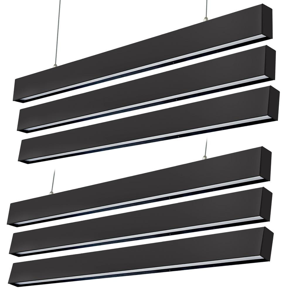 4 ft. 50-Watt-Equivalent Integrated LED Black Pendant Light Dining Room 16000 lm 0-10-Volt Dimmable Shop-Light (6-Pack) price history on PriceWatchPro