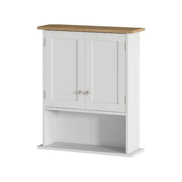 23.6 in. W x 28 in. H Rectangular White Wood Surface Mount Medicine Cabinet without Mirror, Wall Cabinet with Shelf