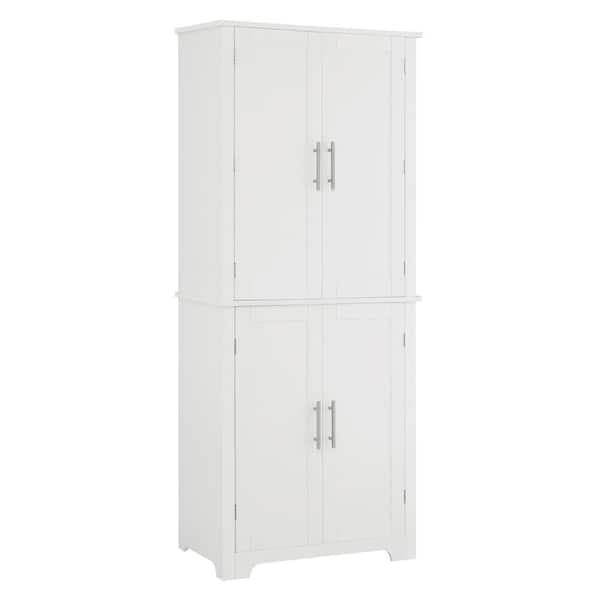 Unbranded 28.15 in. W x 15 in. D x 67.4 in. H White Linen Cabinet Storage Cabinets with Doors, Display Cabinets with Open Shelves