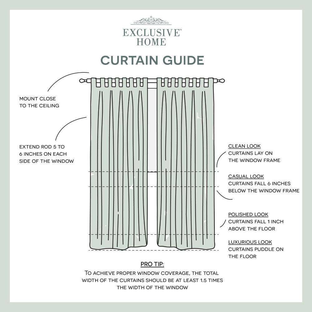Natural Light-Filtering Polyester Tab Top Curtain Panels, 54" x 108"