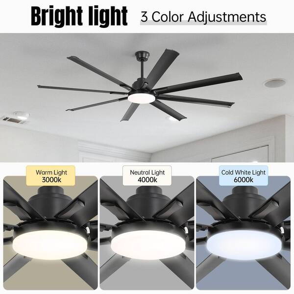 Byteany 6 ft. Indoor Black 120V 94 RPM Industrial HVLS