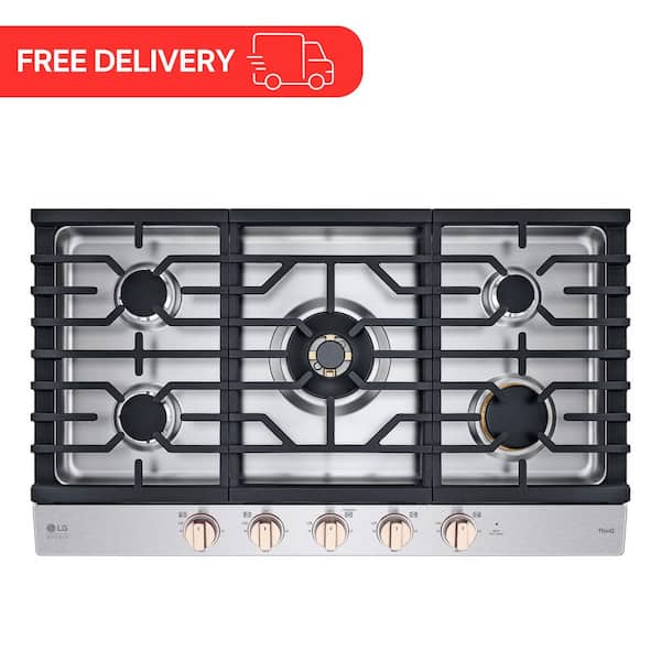STUDIO 36 in. Gas Cooktop in Essence White with 5-Burners including 24k UltraHeat Dual Burner