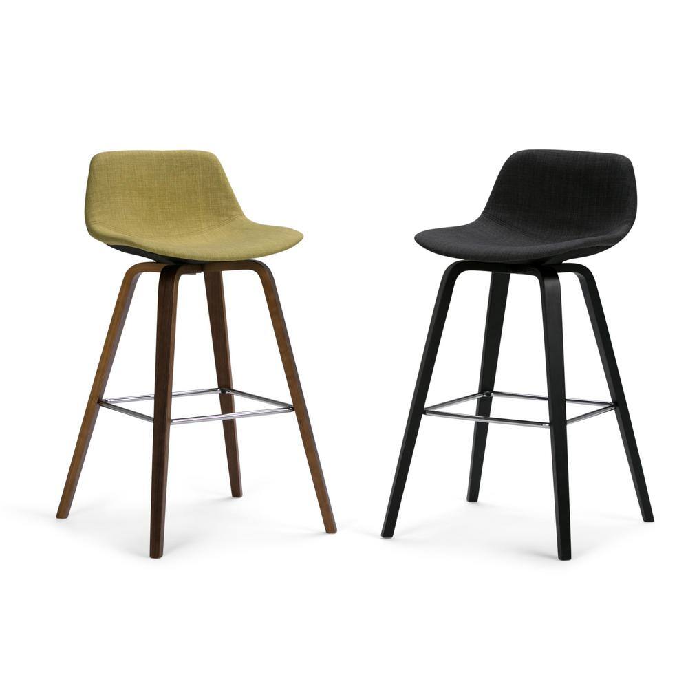 Mid-Century Modern Bentwood Counter Stool in Acid Green Linen Look