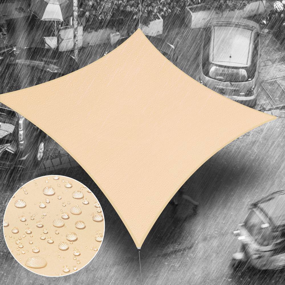 Beige 9.5' x 9.5' Waterproof Square Patio Shade Sail