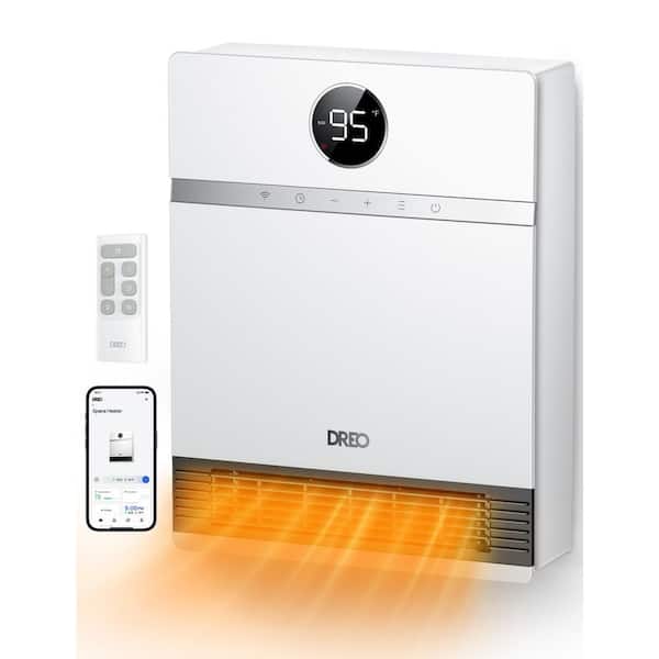 1500W Smart Wall Mount Ceramic Heater, Furnace, w/Remote 30° Oscillation, Adj Thermostat, Remote, Bedroom, Office, White