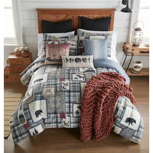 Forest Symbols 3-Piece Gray Multi-Color Polyester Queen Comforter Set