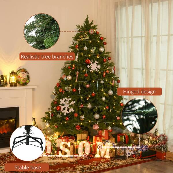 Homcom 7 Ft Unlit Pine Artificial Christmas Tree With 3368 Tips And Folding Feet 830 281v03 The Home Depot