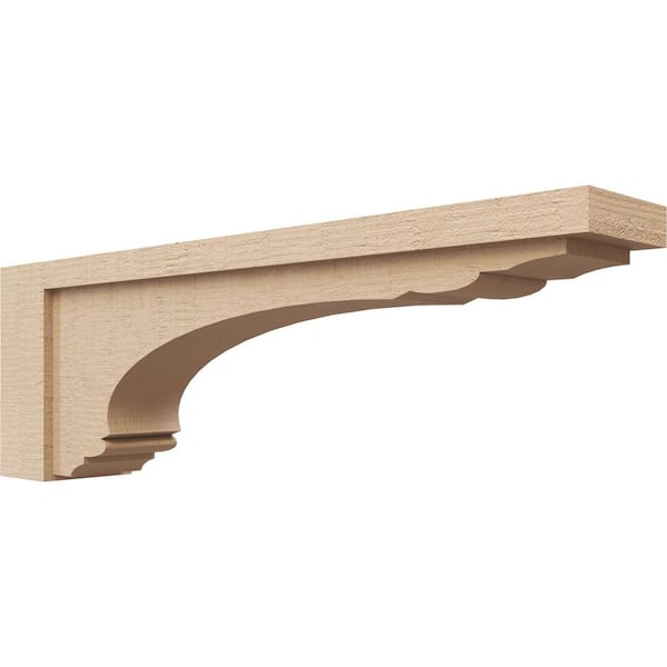 Ekena Millwork 5 in. x 10 in. x 30 in. Thin Warren Rough Cedar Woodgrain TimberThane Corbel, Primed Tan
