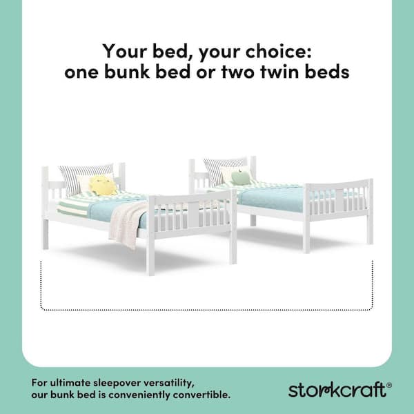 Storkcraft Caribou White Solid Hardwood Twin Bunk Daybed