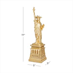 4 in. x 17 in. Gold Polystone Statue of Liberty Sculpture