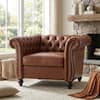 Noble House Silverdale Cognac Brown Faux Leather Club Chair with Nailhead Trim (Set of 1) 82811