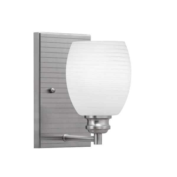 Unbranded Albany 1-Light Brushed Nickel 5 in. Wall Sconce with White Linen Glass Shade