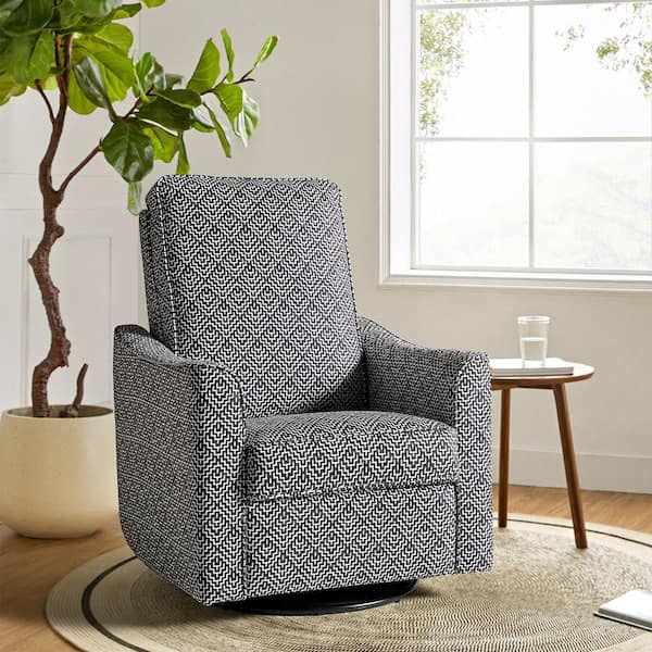 JAYDEN CREATION Shlomo Black Transition Upholstered Rocker 360-Degree Swivel Arm Chair