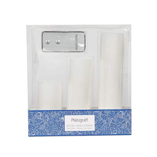 Pfaltzgraff (Set of 3) 2 in. W x 4 in. 6 in. 8 in. H LED Wax Pillars, White