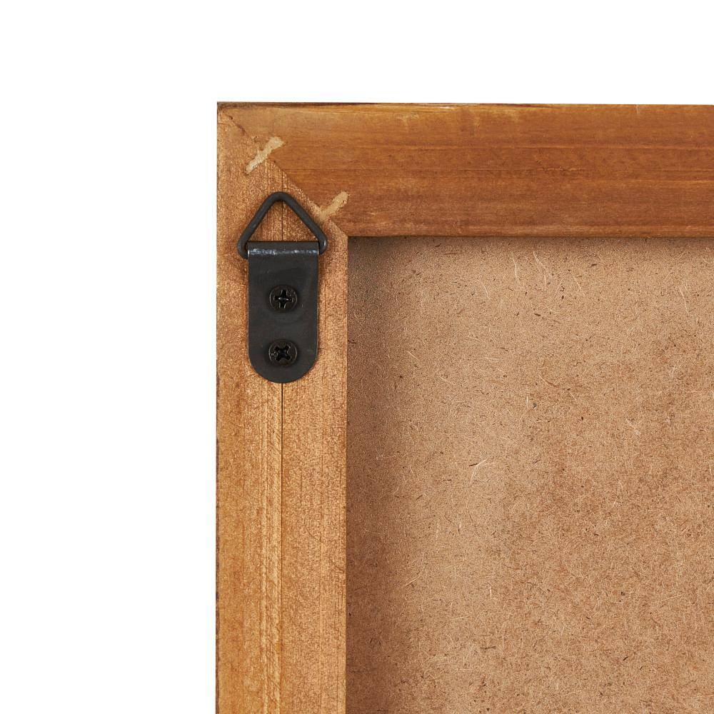 White Geometric Textured Wall Art with Brown Solid Wood Frame